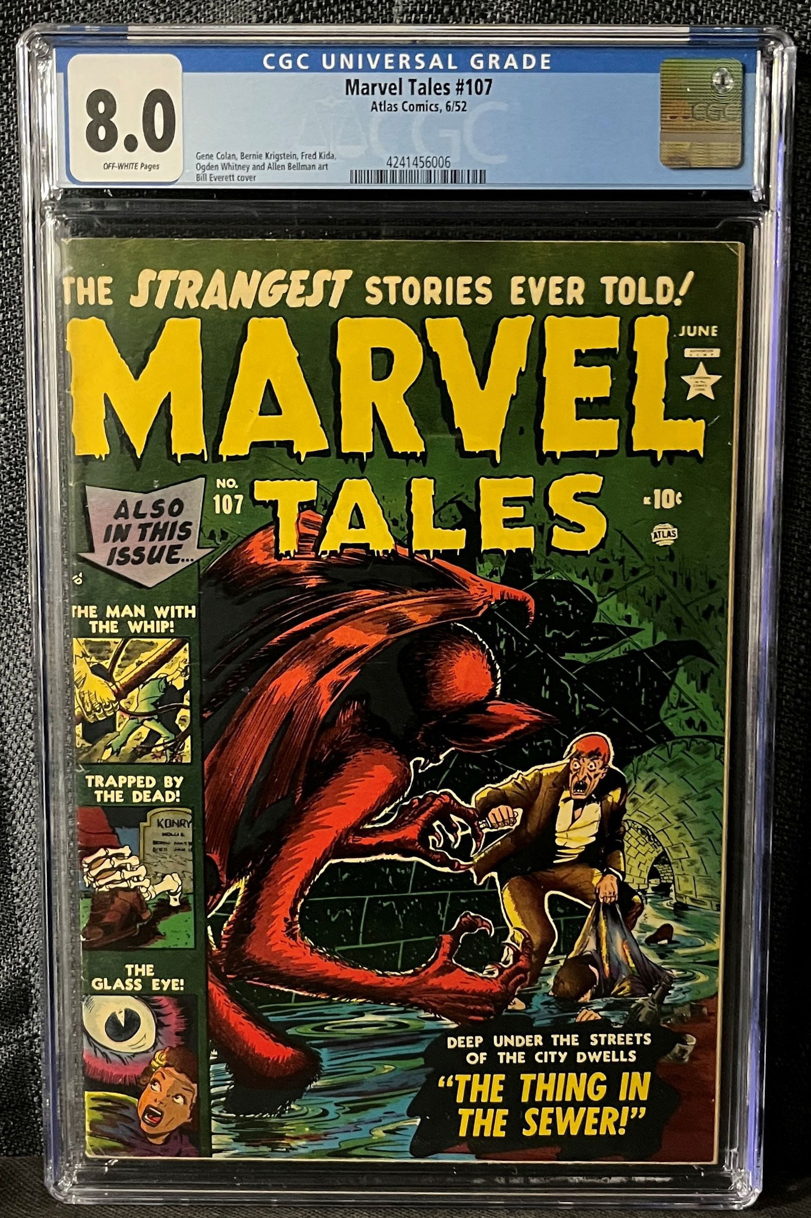 Marvel Tales #107, Atlas Comics, Pre Code Horror Bill Everett Cover, CGC Graded 8.0 (1 of 1)