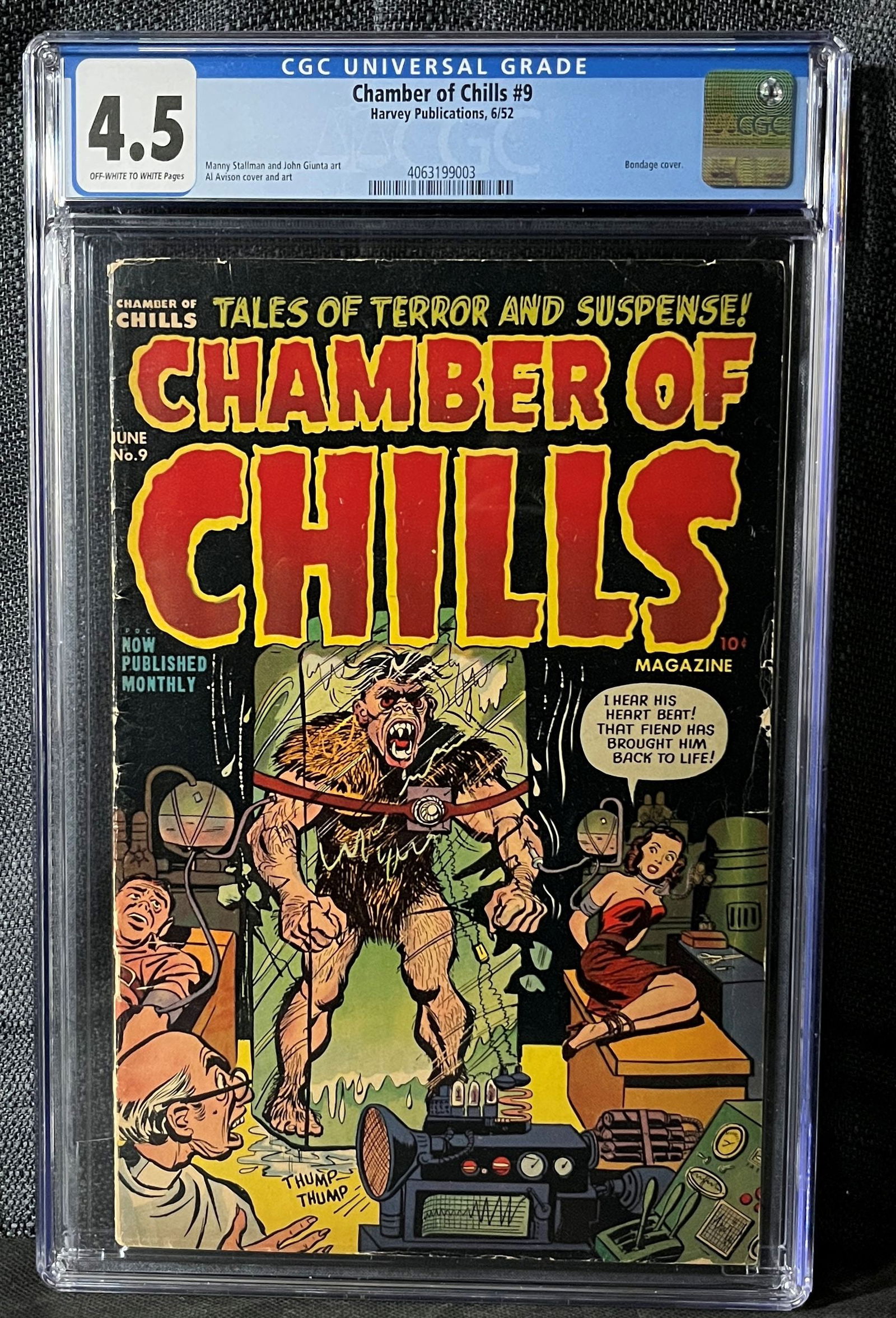 Chamber of Chills #9, Harvey Publications, June 1952, CGC Graded 4.5, Bondage Cover (1 of 1)