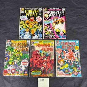A Lot of Five DC Comics The Forever People (1971 1st Series) by Jack Kirby, including #1 and #3
