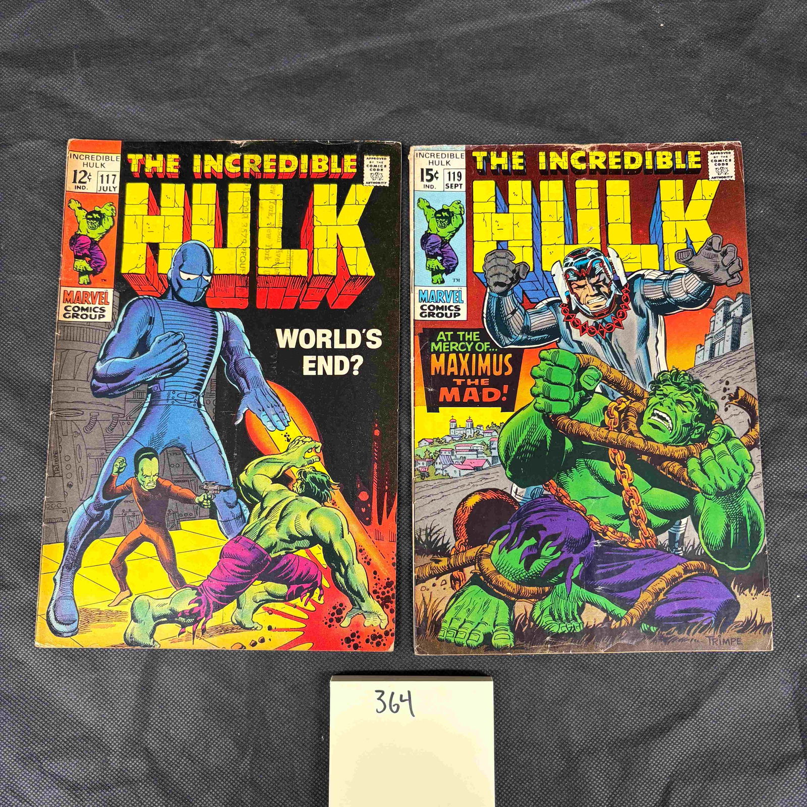 A Pair of Marvel Comics Group The Incredible Hulk, Issues #117 and #119, 1969 (1 of 2)