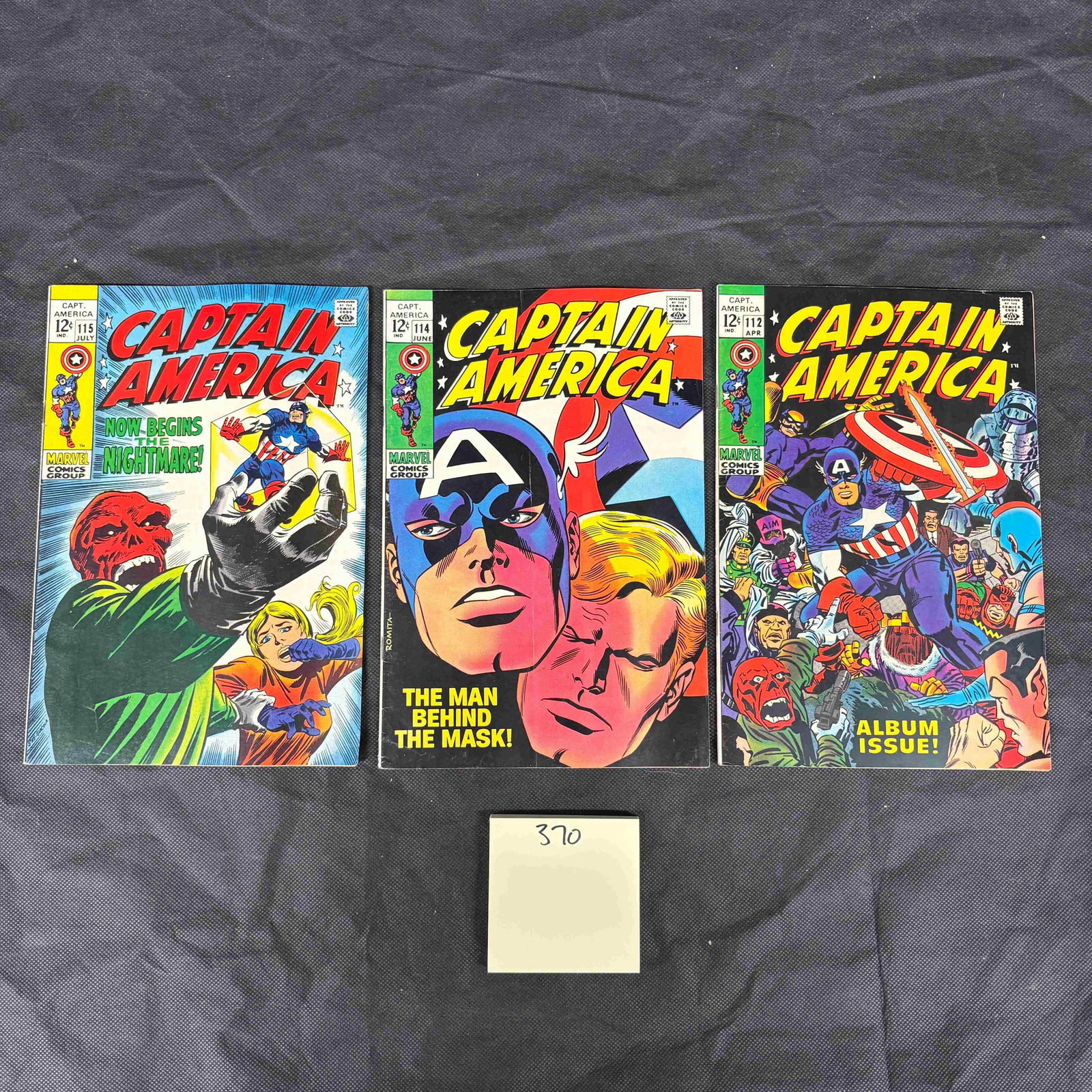 Three Vintage Marvel Comics Captain America Issues #112, #114, #115 (1960s) (1 of 2)