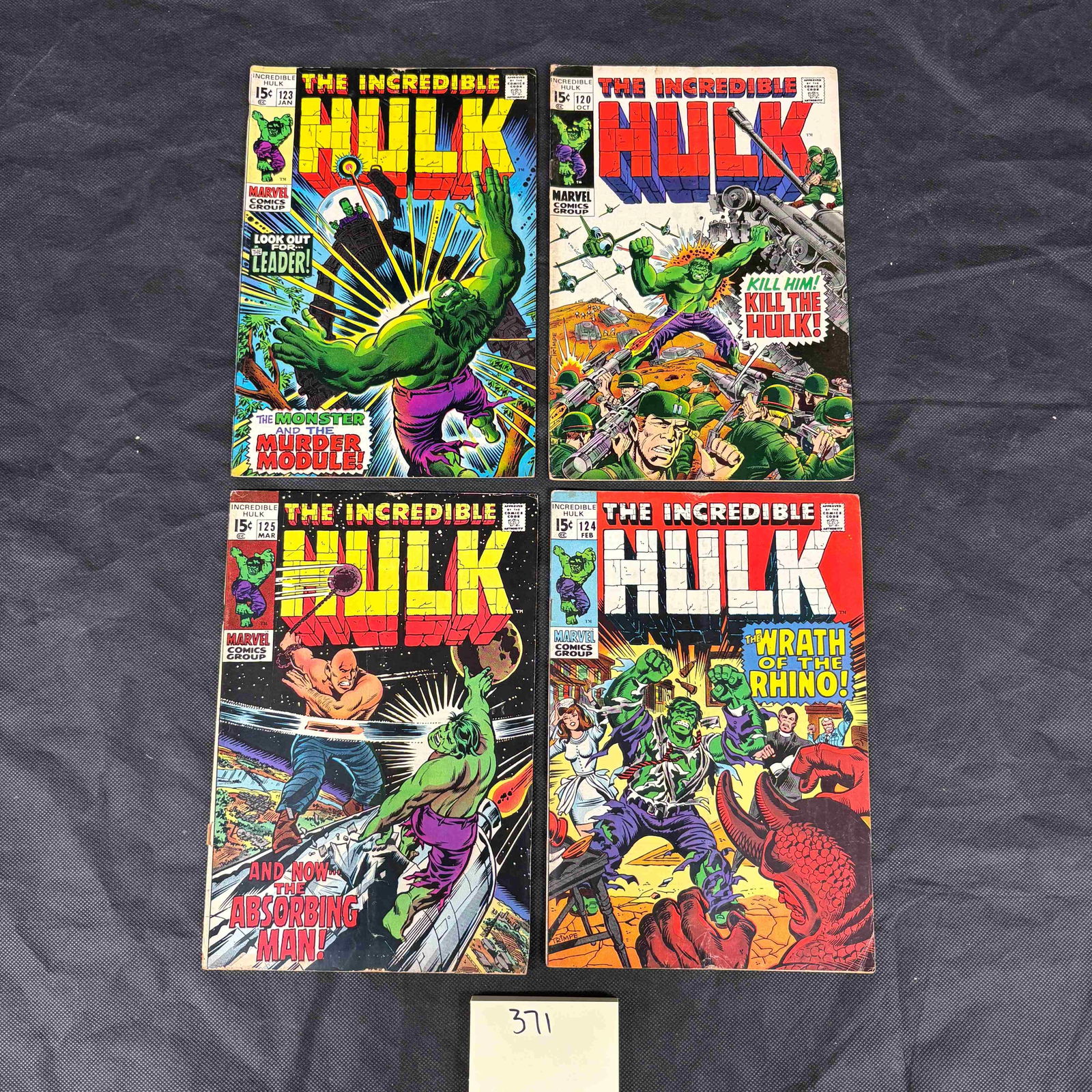 A Group of Four Marvel Comics Group The Incredible Hulk Issues #123, 128, 129, 132, Early 1970s (1 of 2)