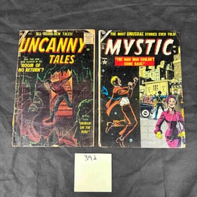 A Pair of Vintage American Comic Books: Atlas Comics' Uncanny Tales No. 24 and Mystic No. 34