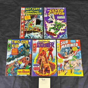 5 Marvel Comics, Featuring Sub-Mariner, Silver Surfer, Sgt. Fury, and Two-Gun Kid, Late