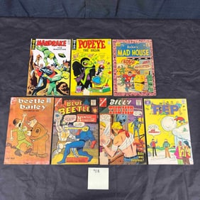 A Collection of Seven Vintage American Comic Books, including Popeye #85 (King Comics, 1967)