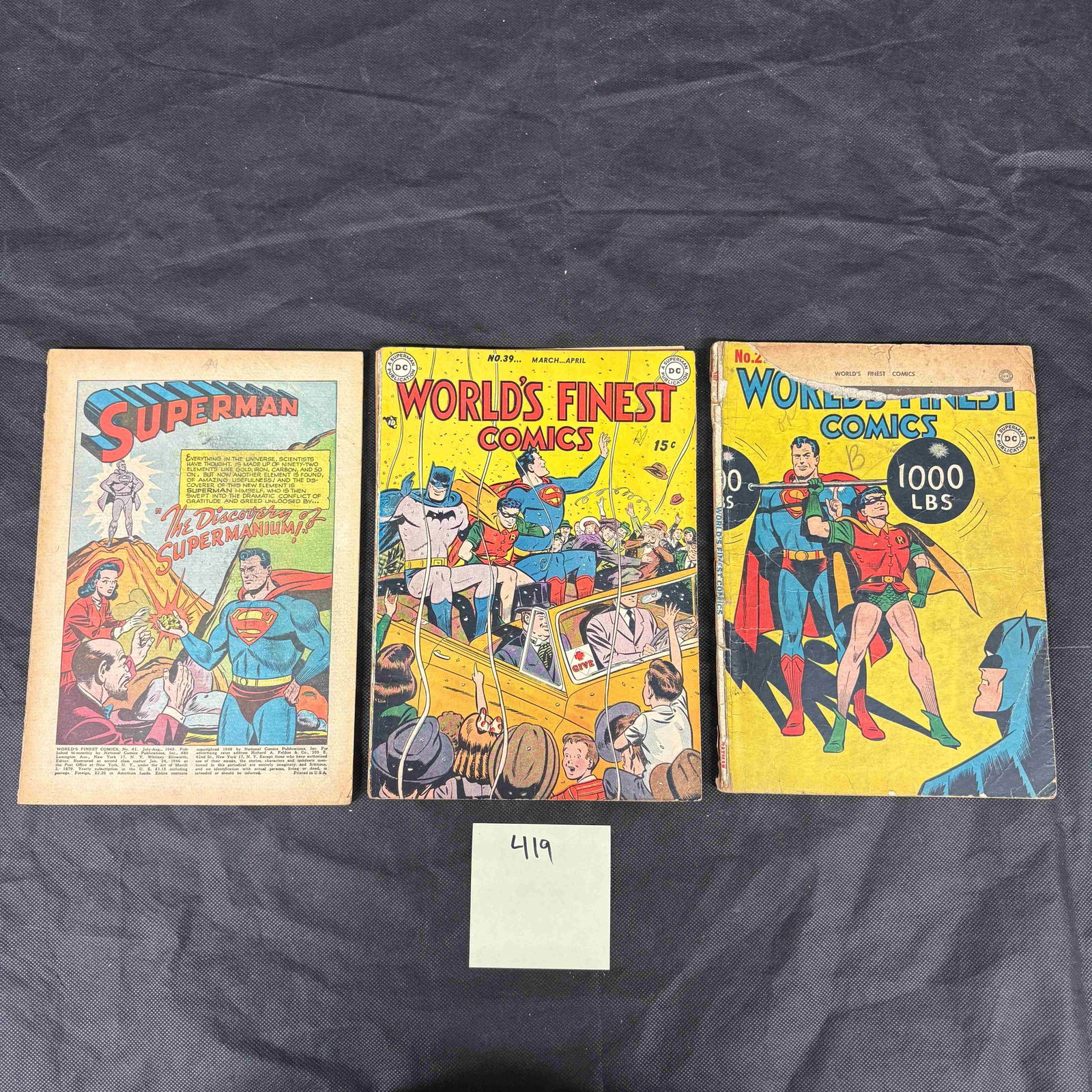 Three DC Comics: World's Finest Comics No. 21 and No. 39, and a Superman Interior Page, featuring (1 of 2)