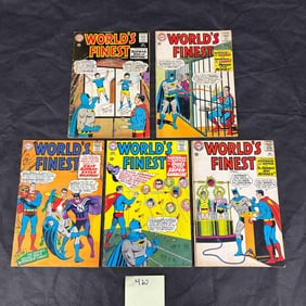 A Group of Five Silver Age DC Comics World's Finest Comics (1941-) featuring Superman, Batman, and