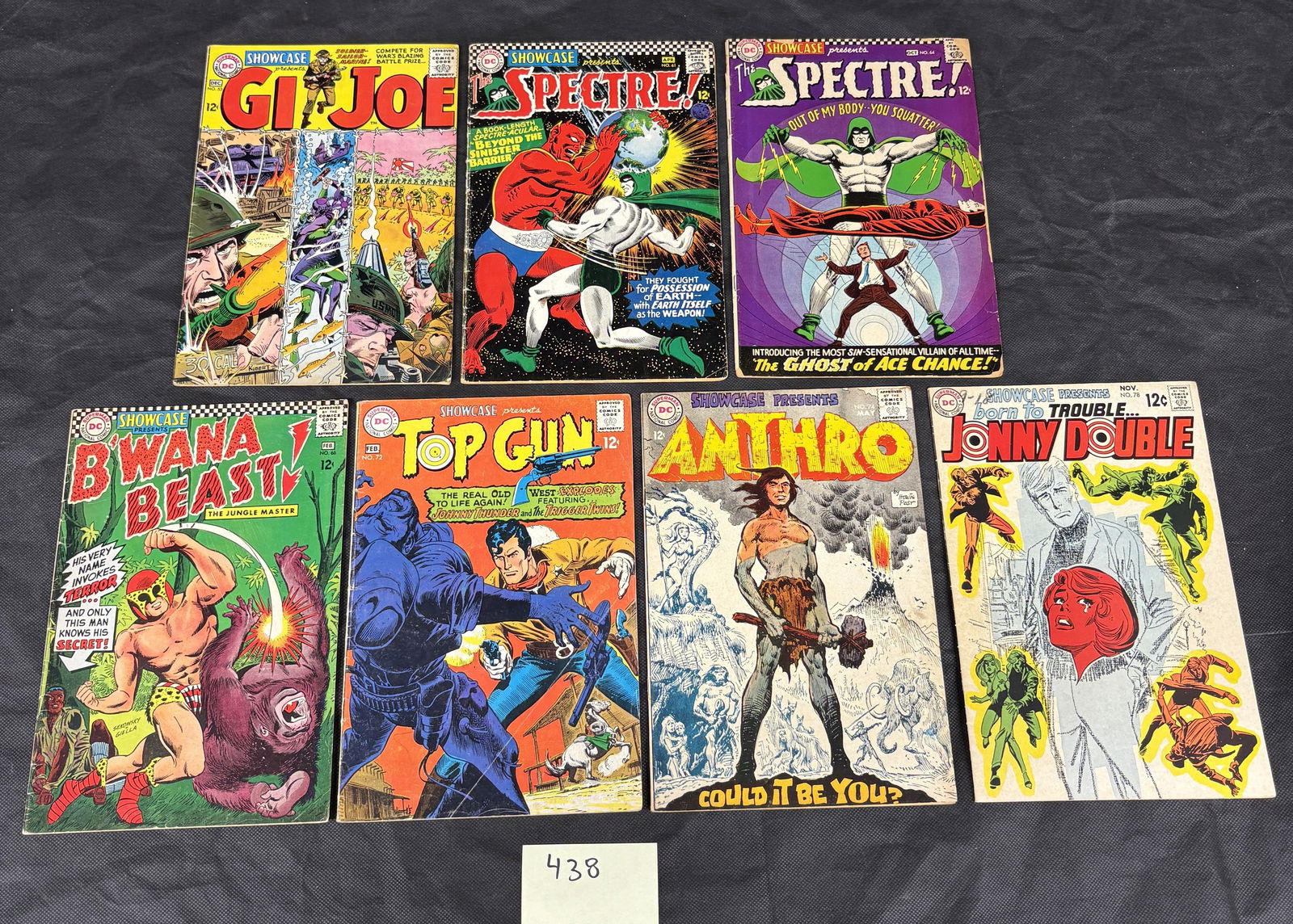 A Collection of 7 DC Comics Showcase Presents, Silver Age (1968), including G.I. Joe, The: A collection of 7 Silver Age DC Comics from the 'Showcase Presents' series, primarily dating to 1968, as indicated by their 12Â? cover price. The collection includes G.I. JOE (#53, #54), THE SPECTRE