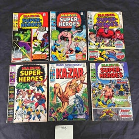 A Collection of Six Vintage Marvel Super-Heroes Comic Books, Issues #17-22, Featuring Ka-Zar, Hulk,