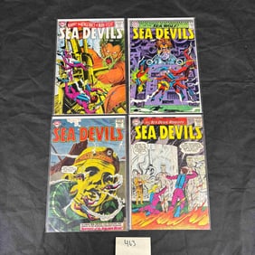A Group of Four DC Comics Sea Devils Silver Age Comic Books, including Issues #16, #19, #24, and #33