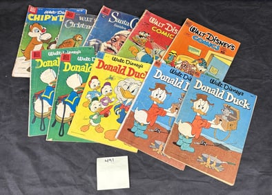 A Collection of 10 Vintage Dell Walt Disney Comic Books, featuring Donald Duck