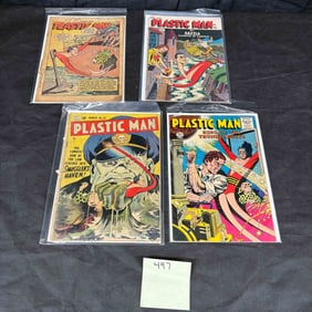 A Group of Four Plastic Man Comics, Quality Comic Publications, comprising issues No. 34, 53, 54,