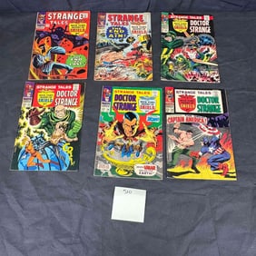 Six Vintage Marvel Comics Strange Tales Issues, Silver Age (1960s), Featuring Doctor Strange and