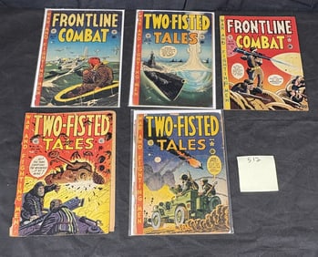 A Collection of Five EC Comics: Two-Fisted Tales and Frontline Combat War Comics, 1950s