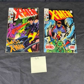 Two Marvel Comics Group X-Men (1963) Issues: #57 and #59, featuring Neal Adams Art and 1st