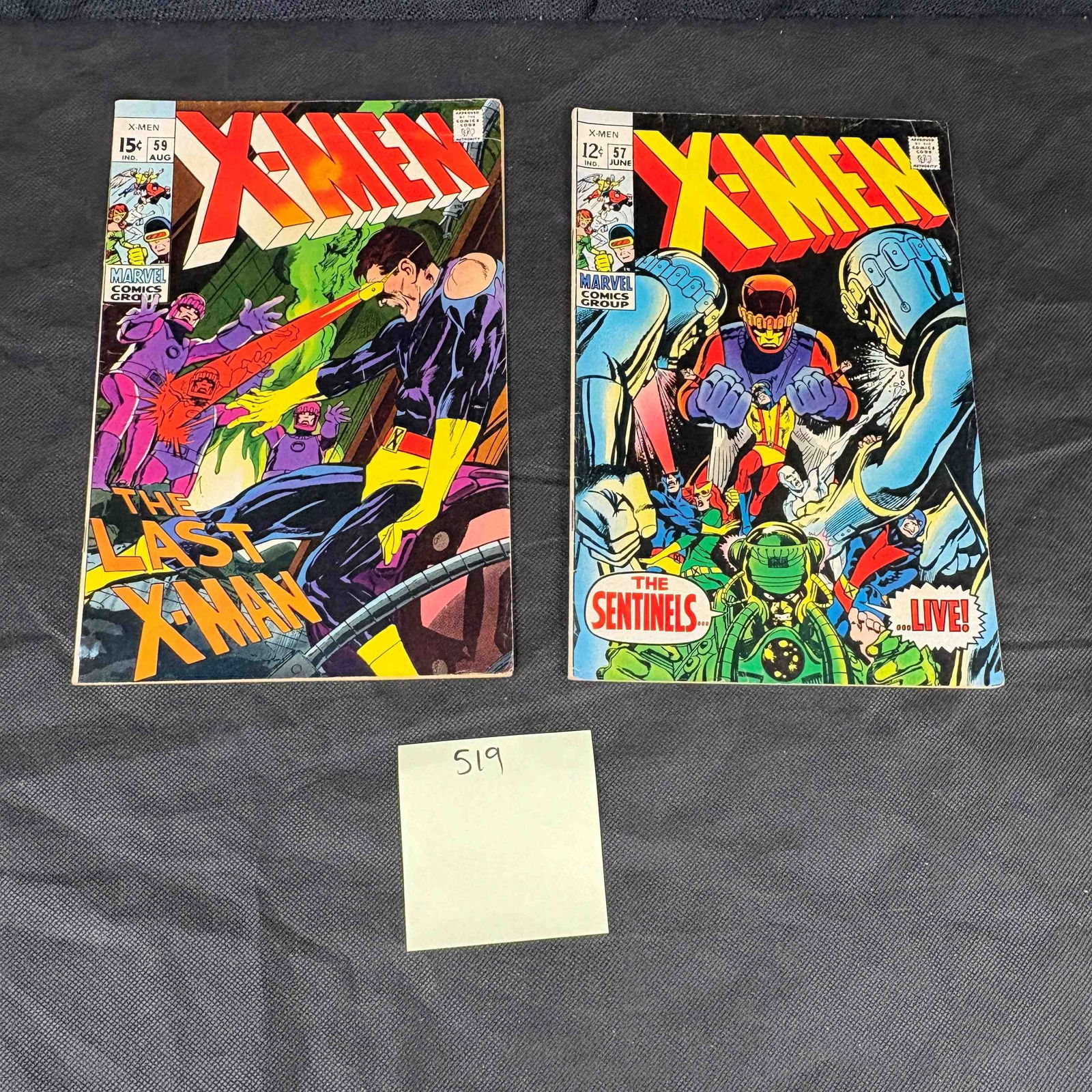 Two Marvel Comics Group X-Men (1963) Issues: #57 and #59, featuring Neal Adams Art and 1st (1 of 2)