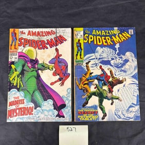 A Pair of The Amazing Spider-Man Comic Books, Issues #66 (1968) and #74, featuring Mysterio and The
