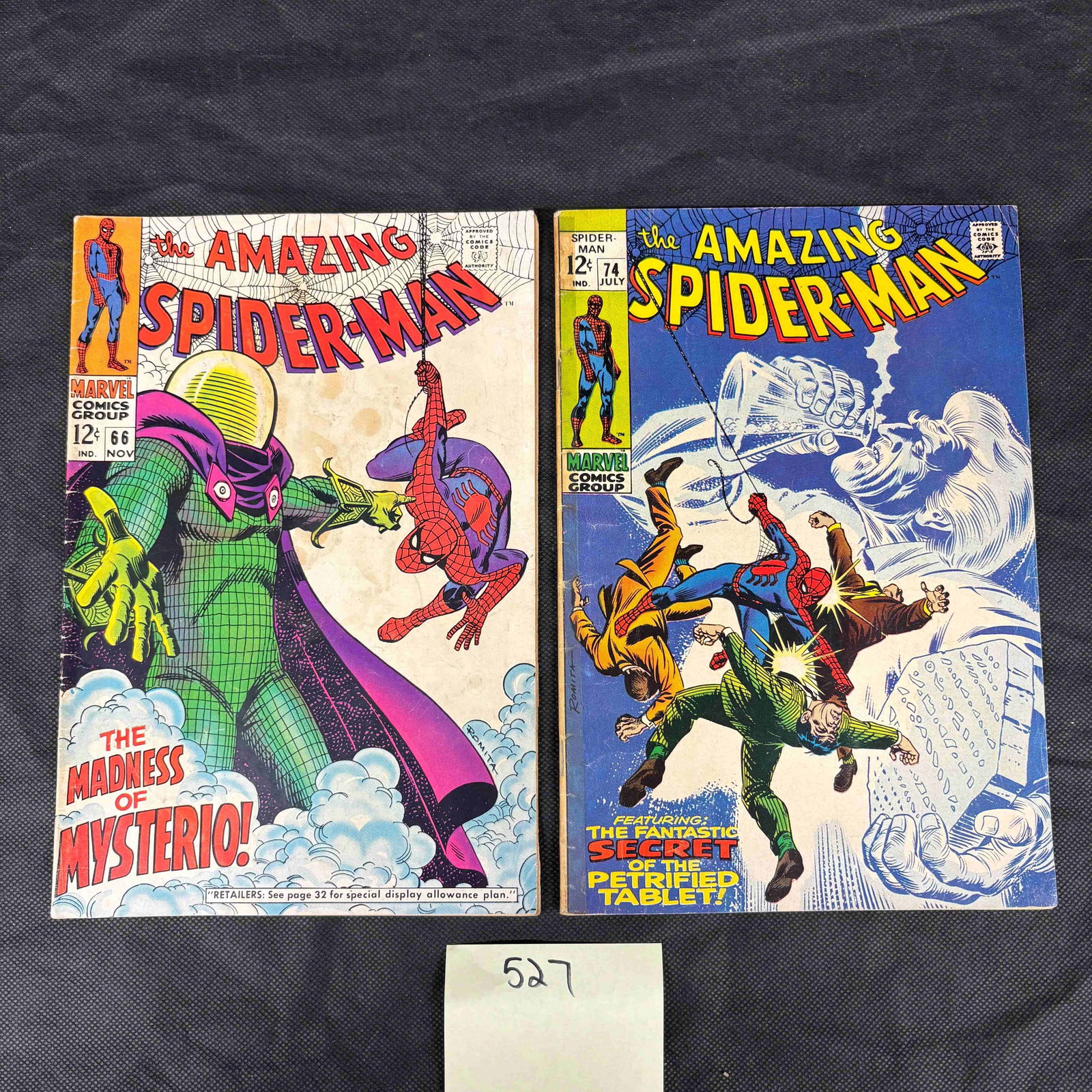A Pair of The Amazing Spider-Man Comic Books, Issues #66 (1968) and #74, featuring Mysterio and The (1 of 2)