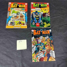 Three DC Comics Batman Comic Books: Giant Batman, No. 211, and No. 214, Late 1960s - Early 1970s