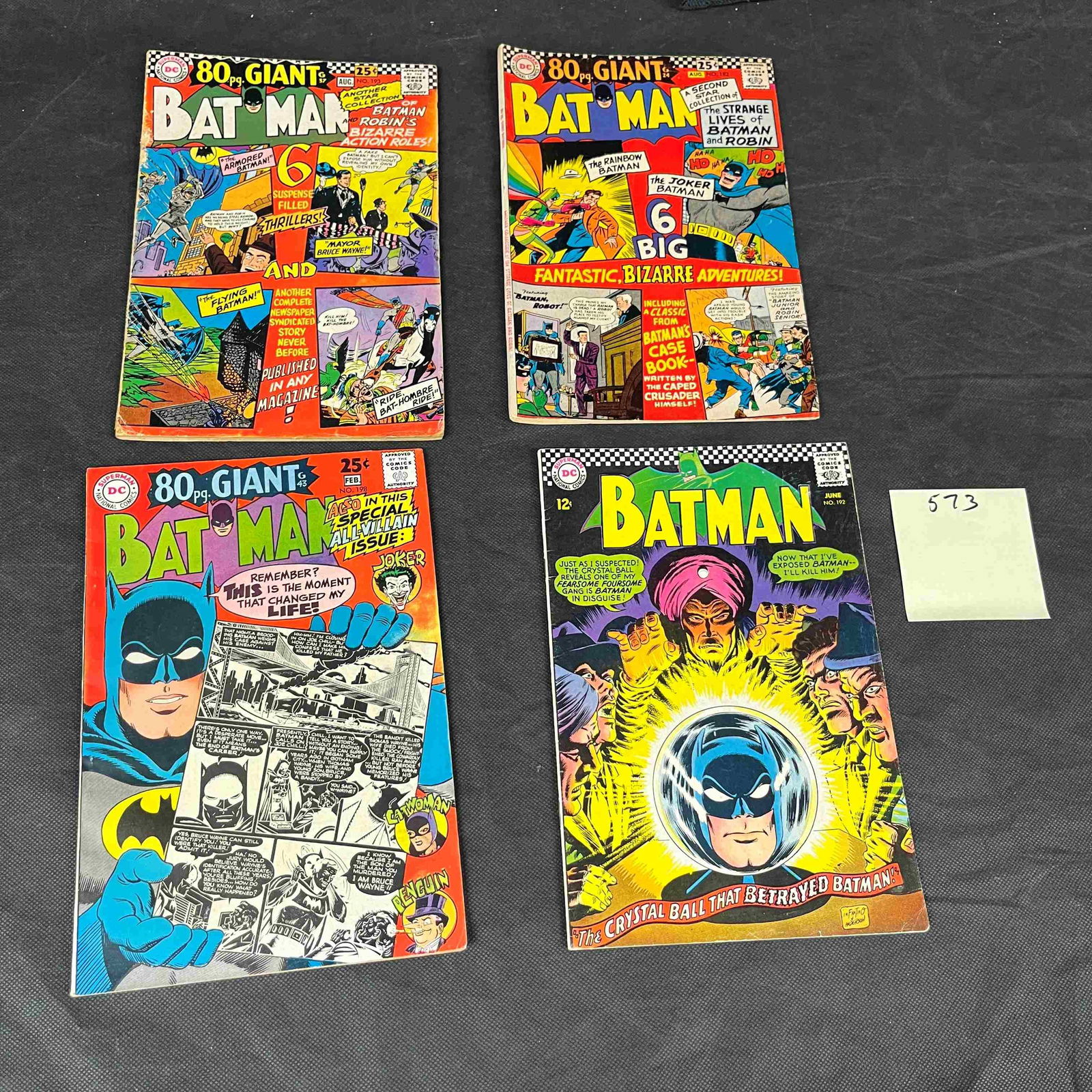 A Collection of Four Silver Age DC Comics Batman Issues, including Batman #192 and Two 80-Page (1 of 2)