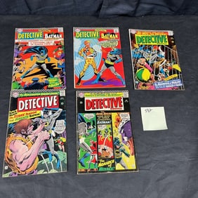 A Group of Five Silver Age Detective Comics featuring Batman, Issues No. 370, 375, 384, and 396