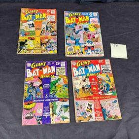 A Collection of Four DC Comics Giant Batman Annuals, Issues No. 7, 8, 9, and 10, Silver Age