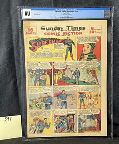 CGC Graded Superman Sunday Newspaper Strip, April 7, 1946, Chicago Sun Times, 'Out of This World'