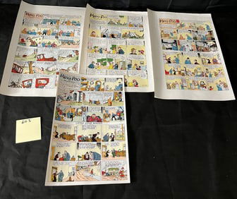 A Group of Four Vintage American Sunday Comic Strip Proofs: Little Annie Rooney and Ming Foo, King