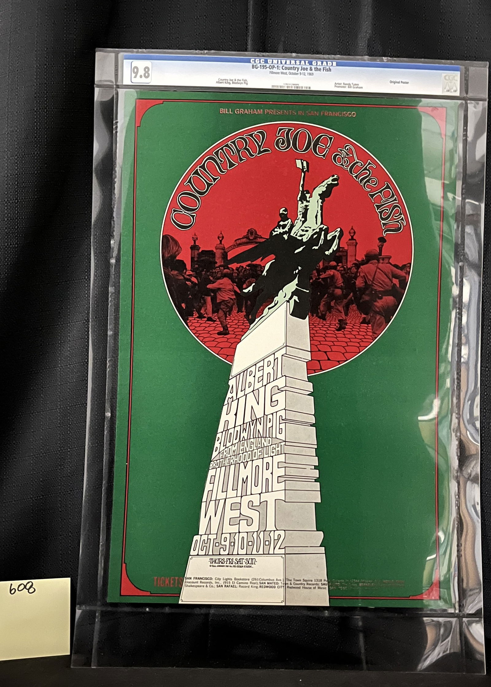 Country Joe & the Fish, BG-195 Fillmore West Concert Poster by Randy Tuten, 1969, CGC Graded 9.8 (1 of 1)