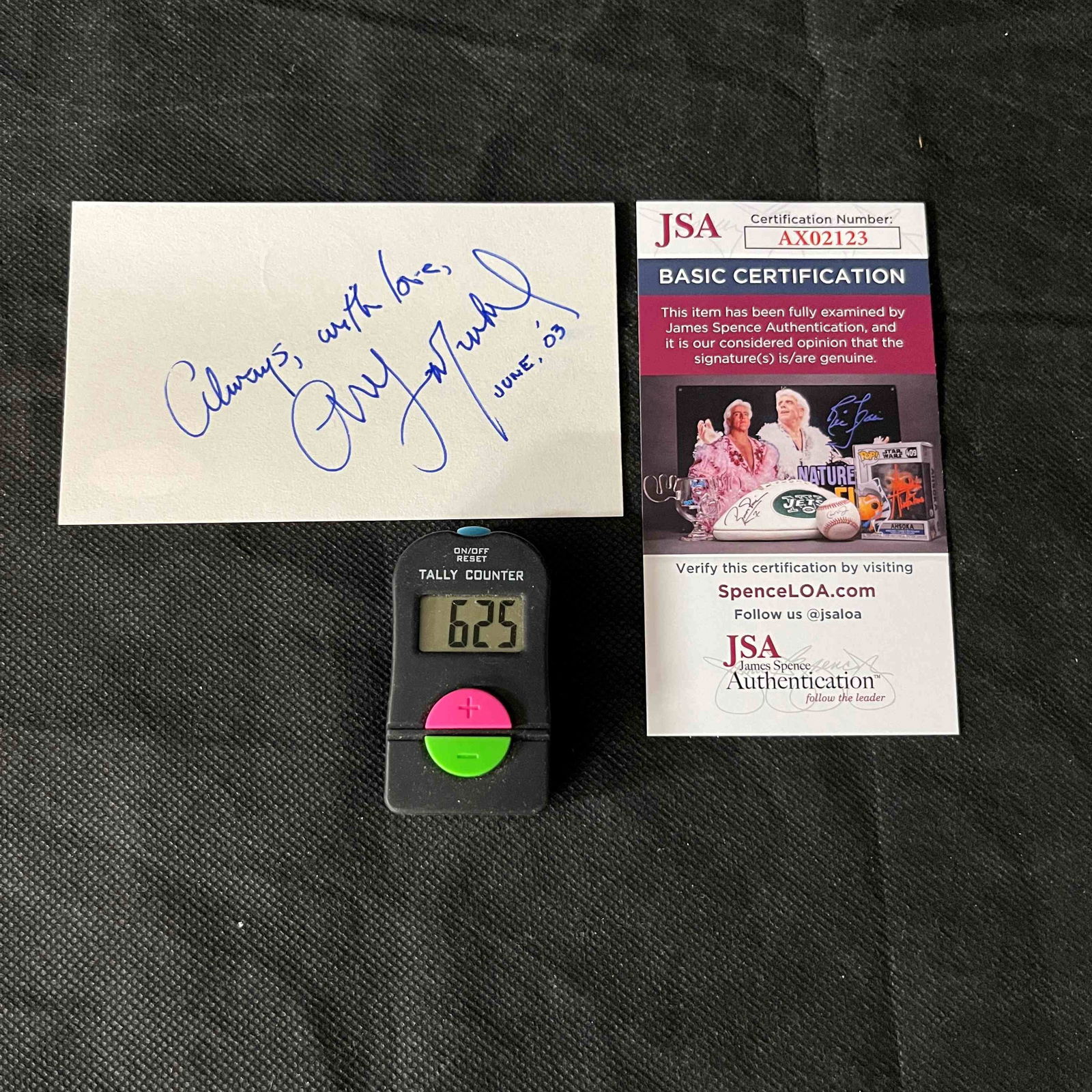 Art Garfunkel Signed Index Card with JSA COA and Digital Tally Counter (1 of 2)