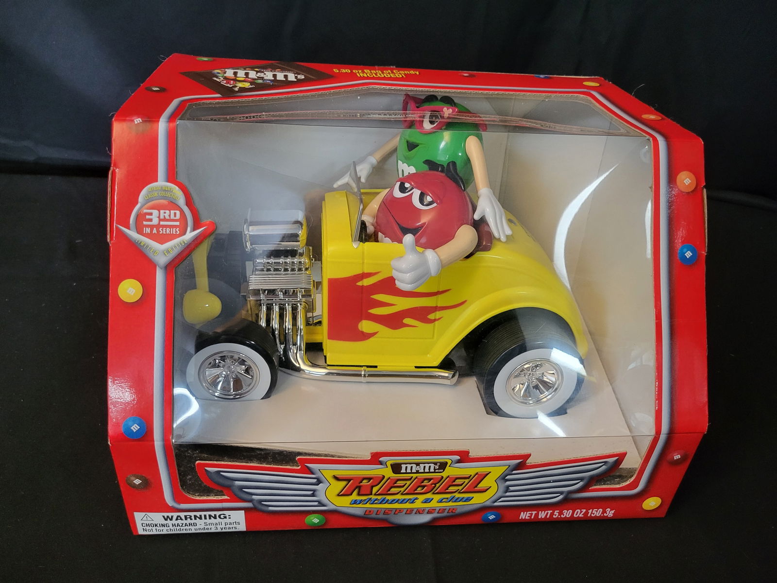 I00066 M&M's Rebel Without a Clue Yellow Hot Rod Car Candy Dispenser (1 of 3)