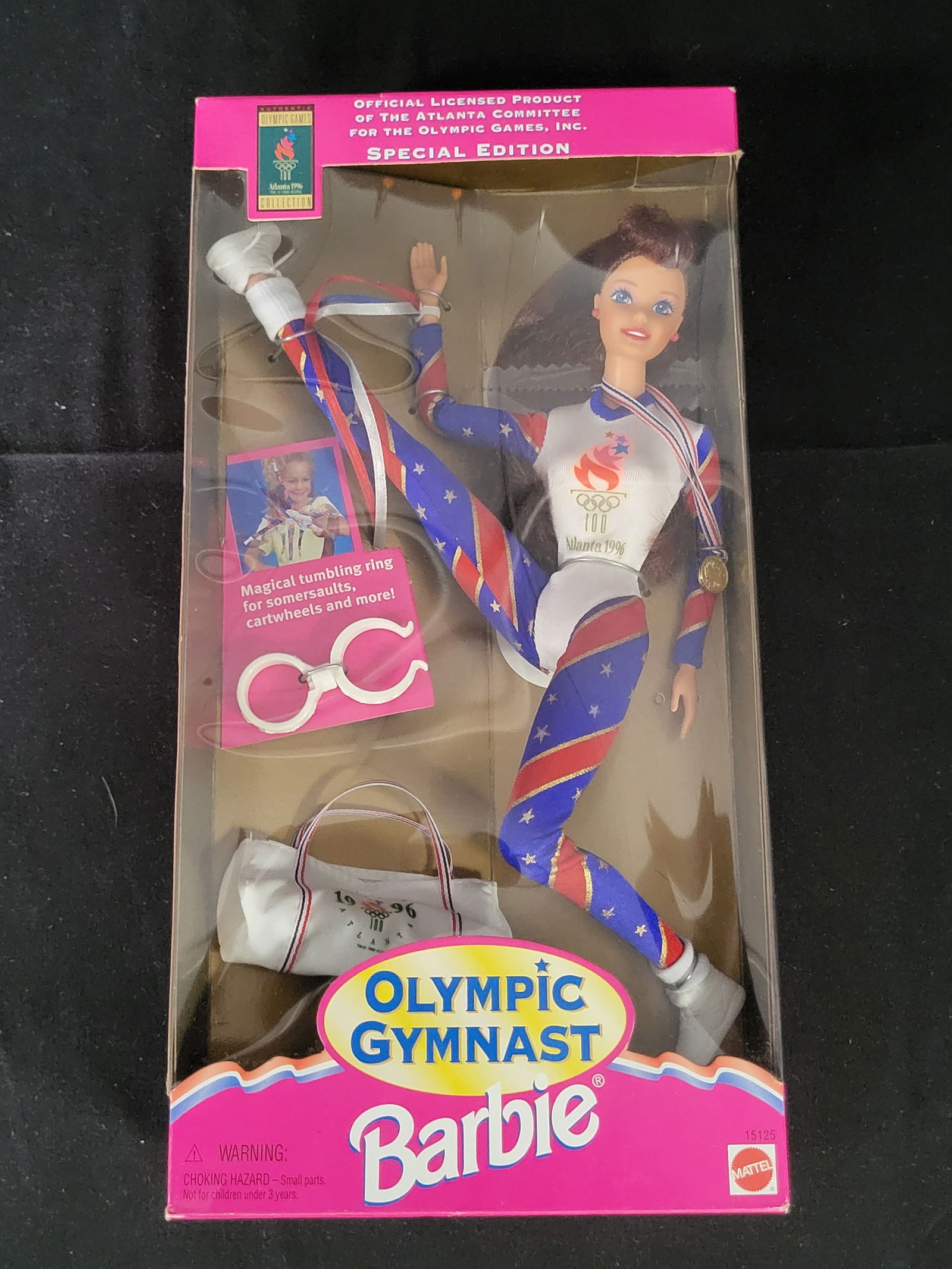 I00307 Olympic Gymnast Barbie 1996 Atlanta Games Mattel Doll No. 15125 (1 of 2)