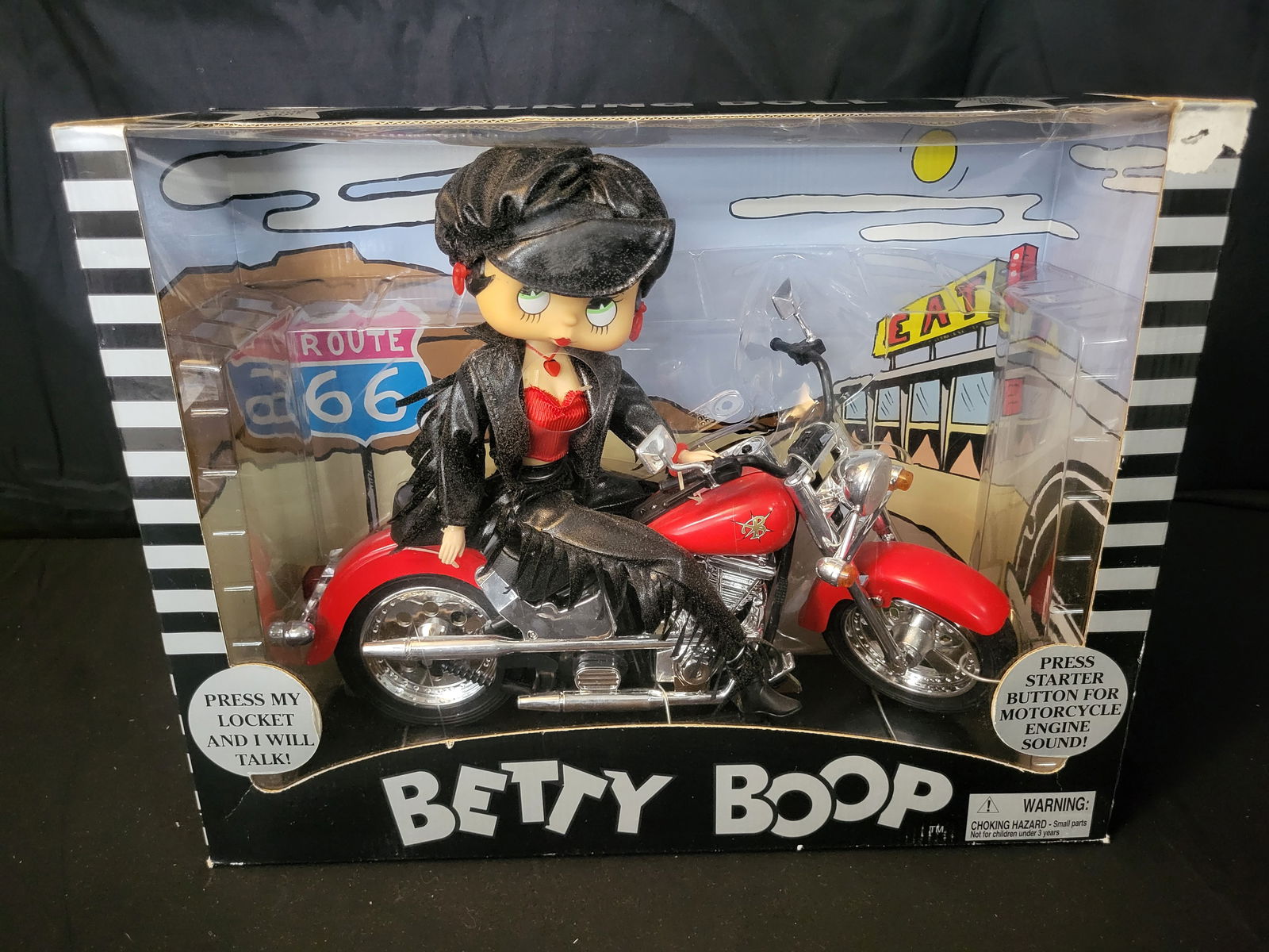 I00082 Vintage 1999 Precious Kids Biker Talking Betty Boop Doll and Motorcycle Set (1 of 3)