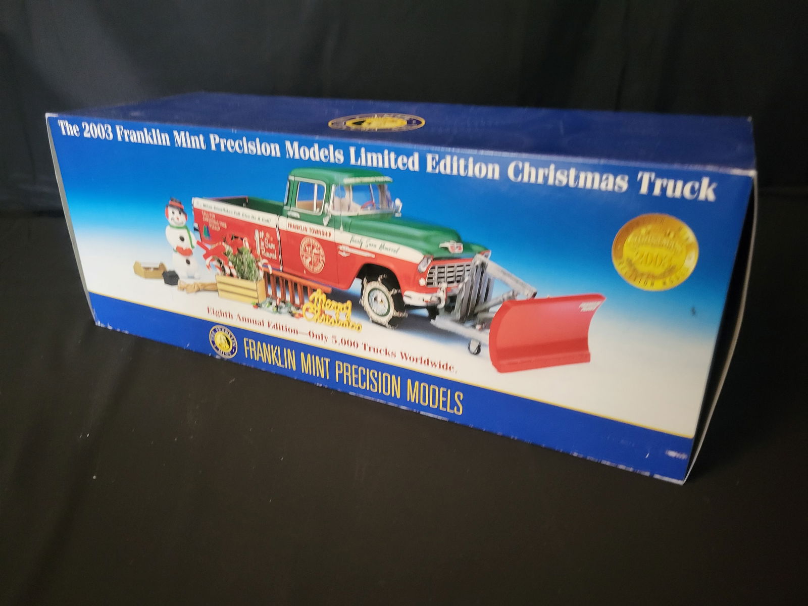 I00032 Franklin Mint 1/24 2003 Limited Edition Christmas Truck 1955 Chevrolet Cameo (1 of 6)