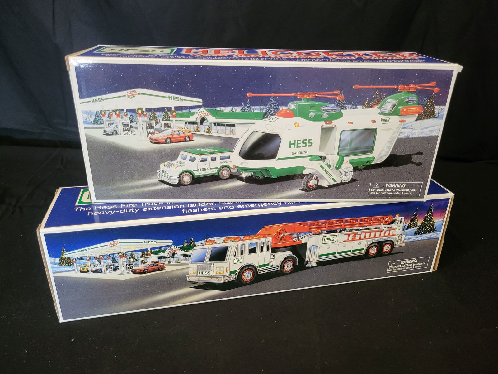 I00019 A Pair of Hess Toy Vehicles including 2001 Helicopter and Fire Truck (1 of 3)