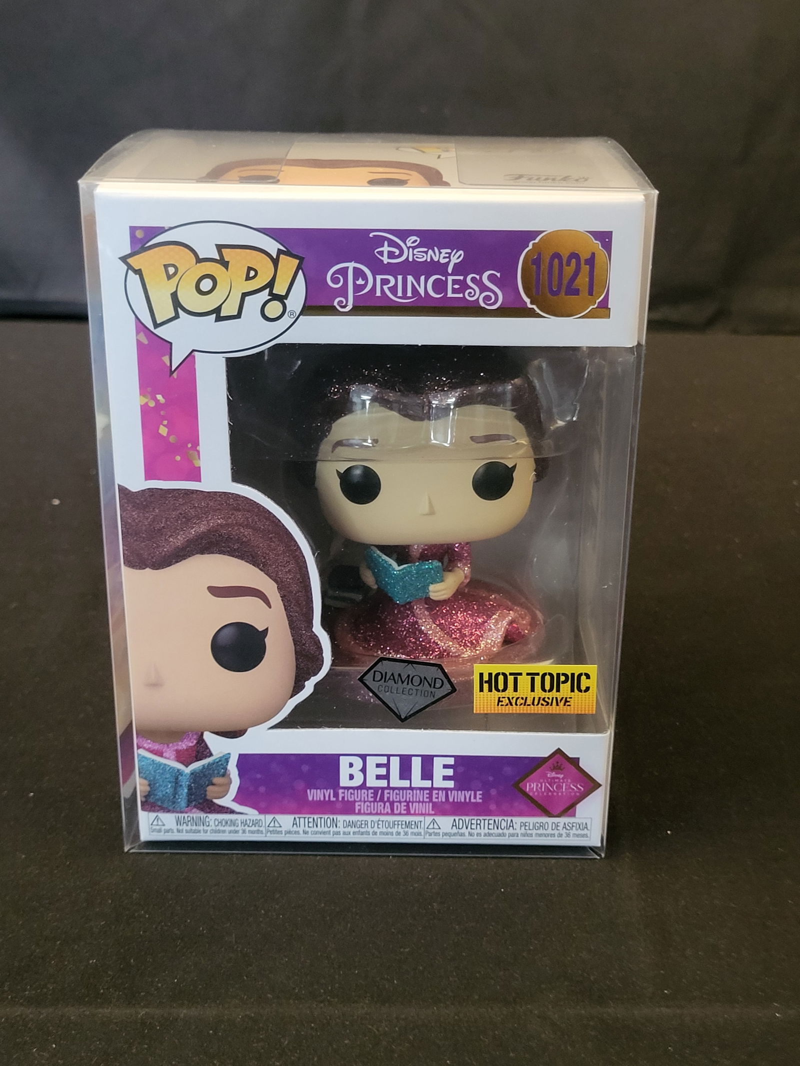 I00001 Funko Pop! Disney Princess Belle Diamond Collection Hot Topic Exclusive No. 1021: BID PER WHAT YOU SEE IN THE PHOTO, NOT THE AI GENERATED TITLES AND DESCRIPTIONS! This Funko Pop! vinyl figure depicts the character Belle from the Disney Princess series. The figure, designated as num