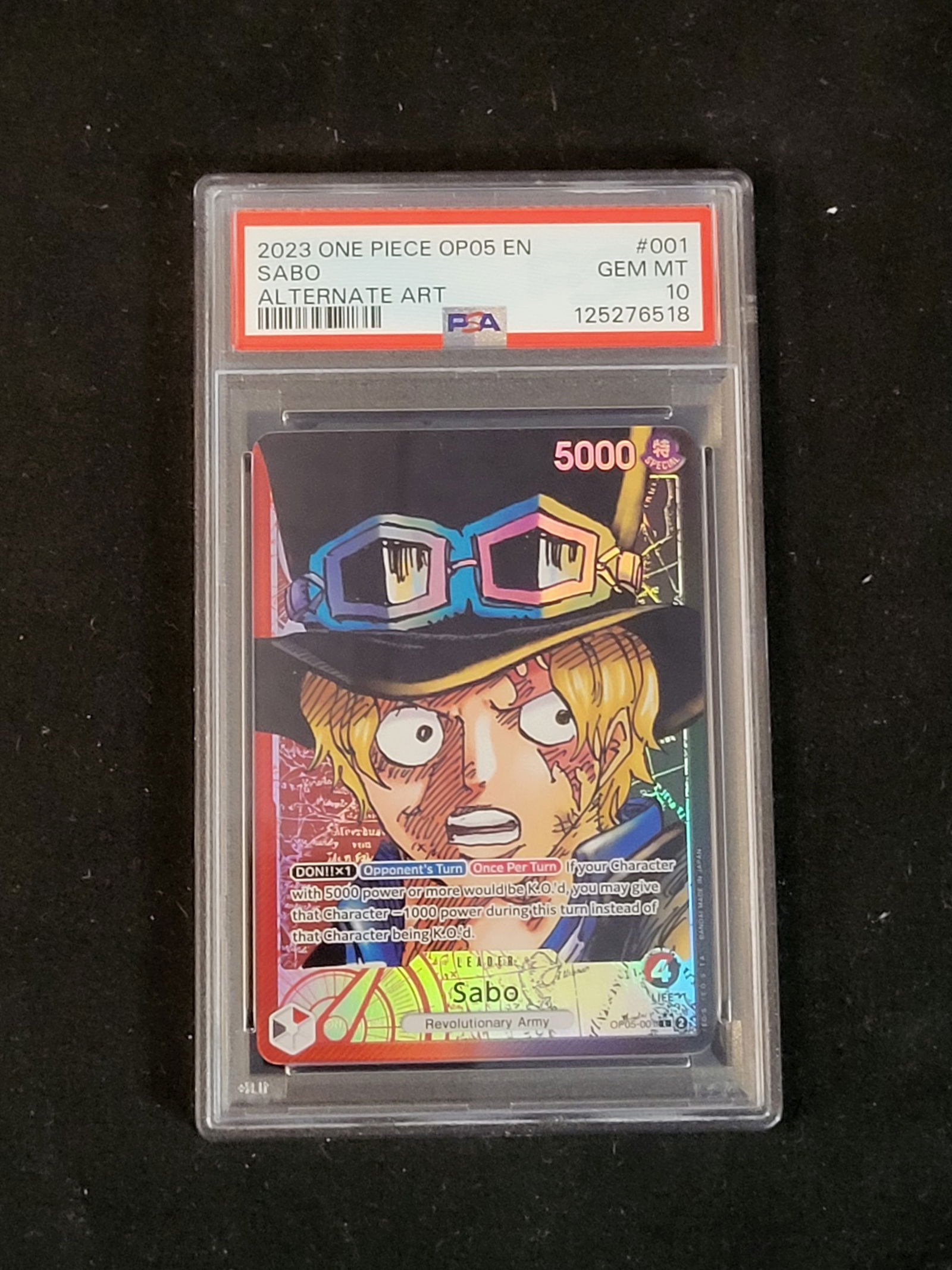 I00145 2023 One Piece Card Game Awakening of the New Era Sabo OP05-001 Alternate Art Leader PSA 10 (1 of 2)