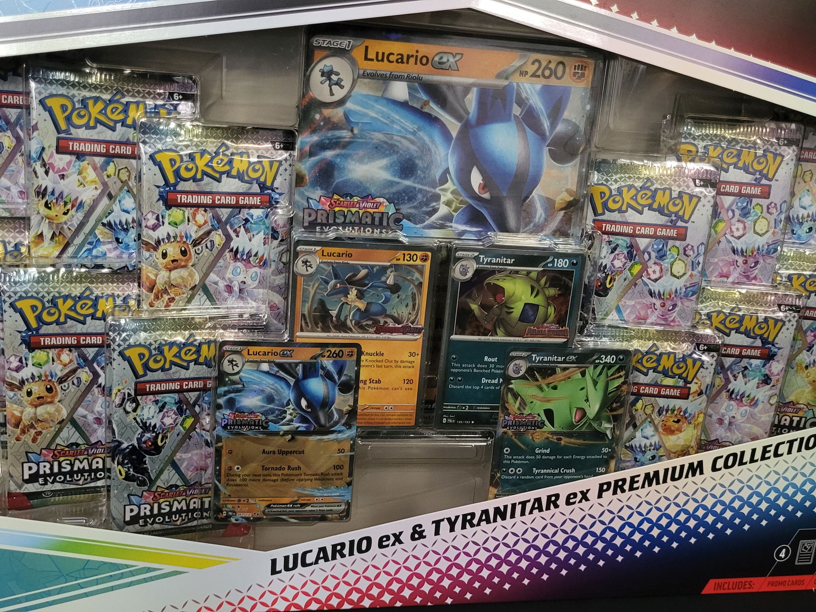 I00179 Pokemon Scarlet and Violet Prismatic Evolutions Lucario ex and Tyranitar ex Premium - 2