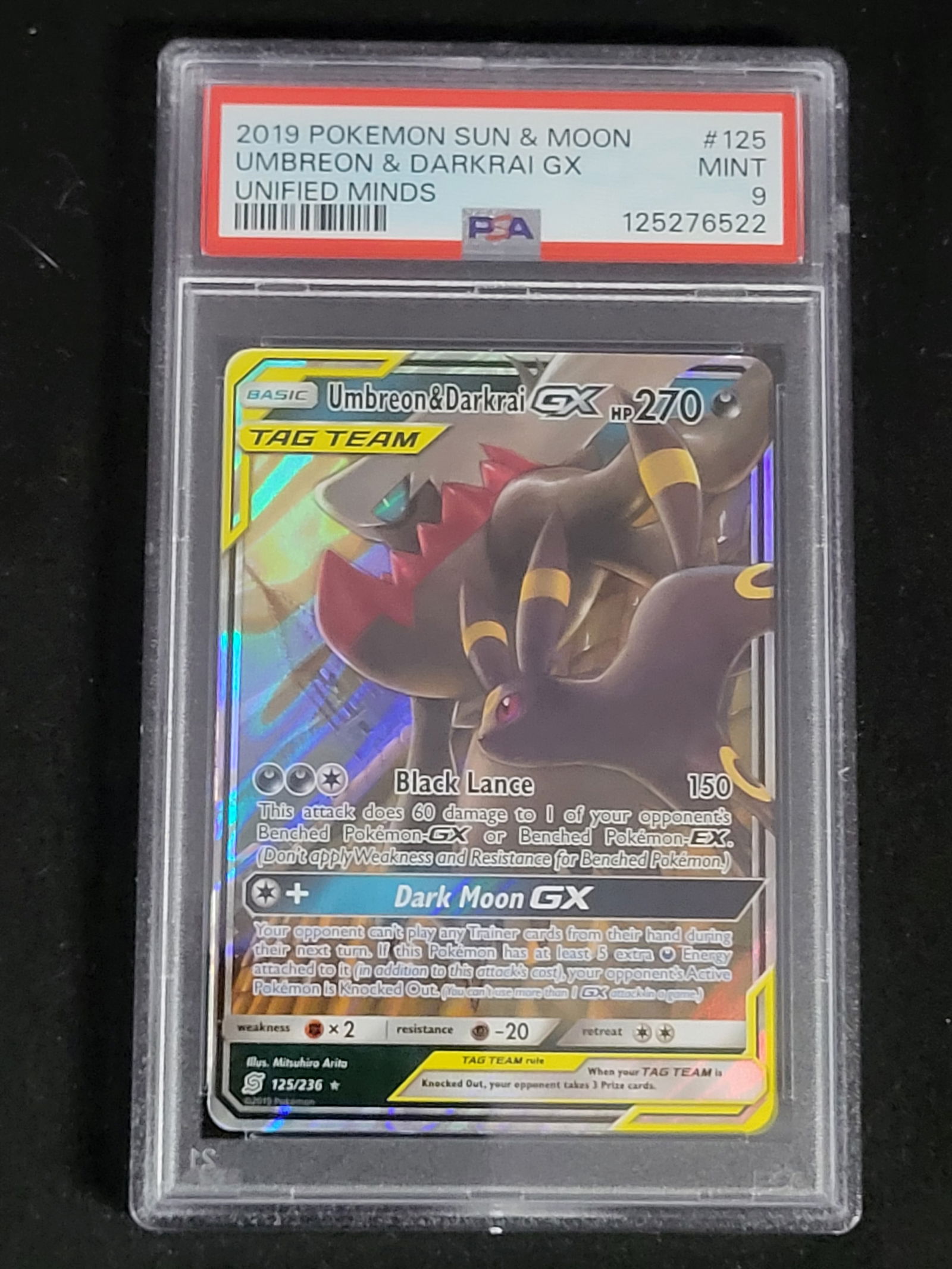 I00224 2019 Pokemon Sun & Moon Unified Minds Umbreon & Darkrai GX 125/236 (1 of 2)