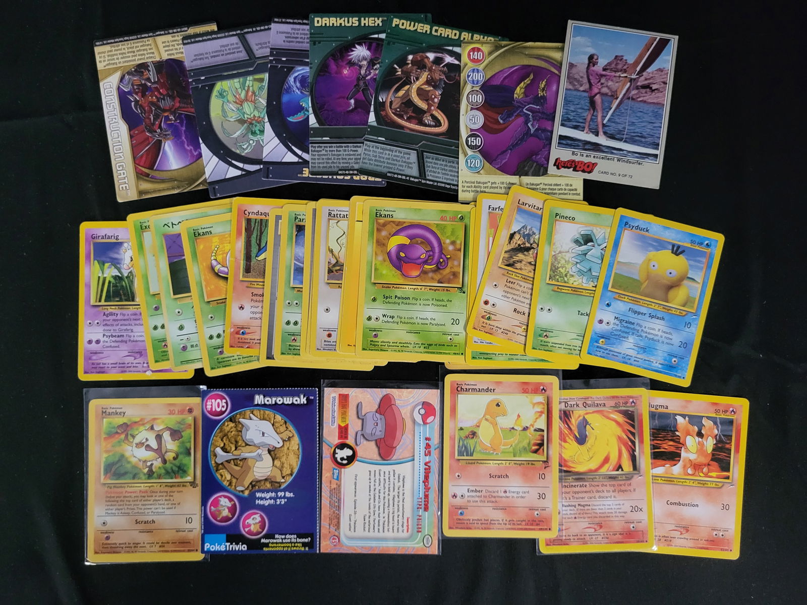 I00250 An Assortment of Vintage Pokemon and Bakugan Trading Cards including Team Rocket and Base Set (1 of 3)