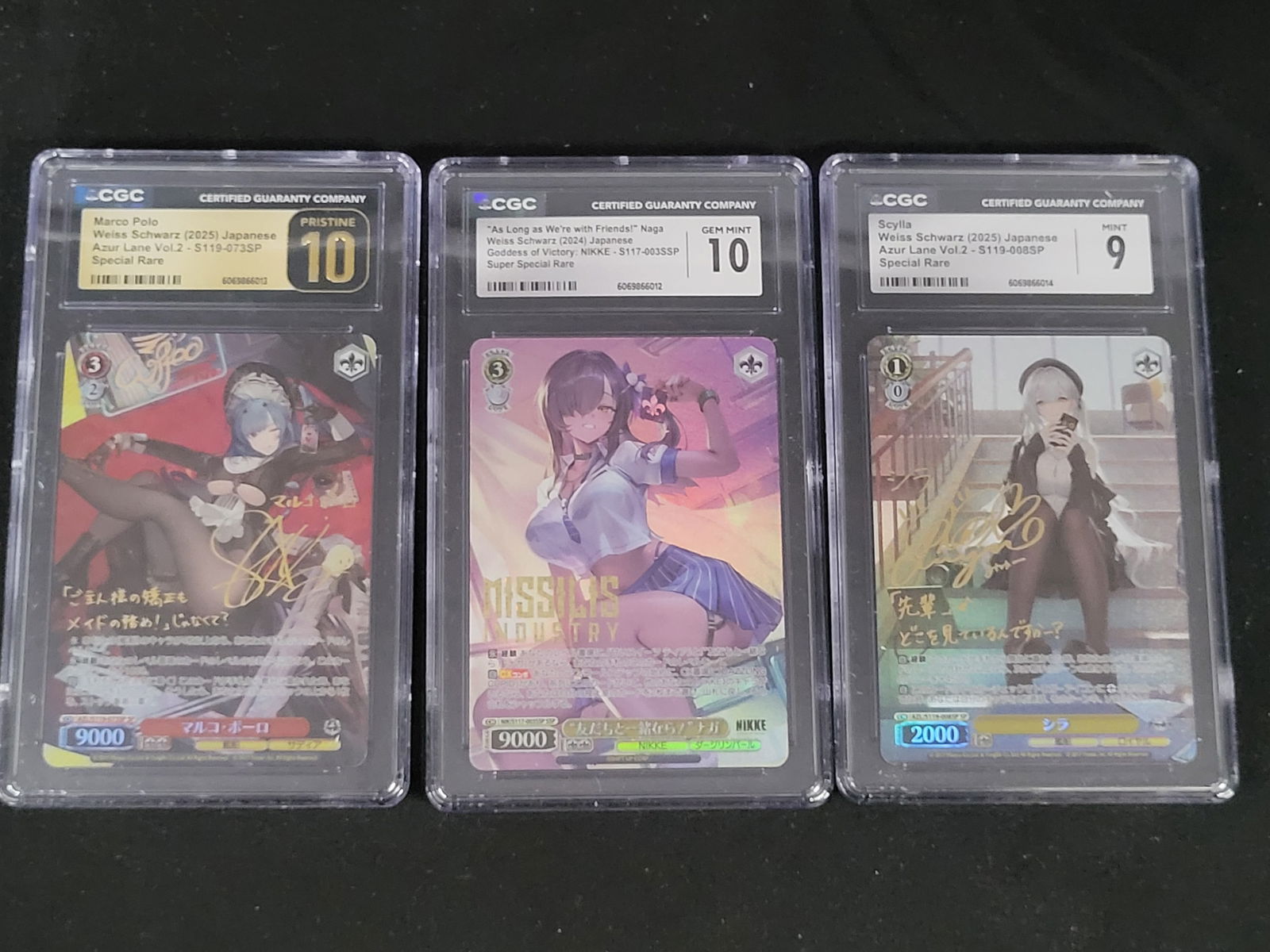 I00221 A Trio of CGC Graded Weiss Schwarz Japanese Trading Cards, Azur Lane Vol. 2 and Goddess of (1 of 2)