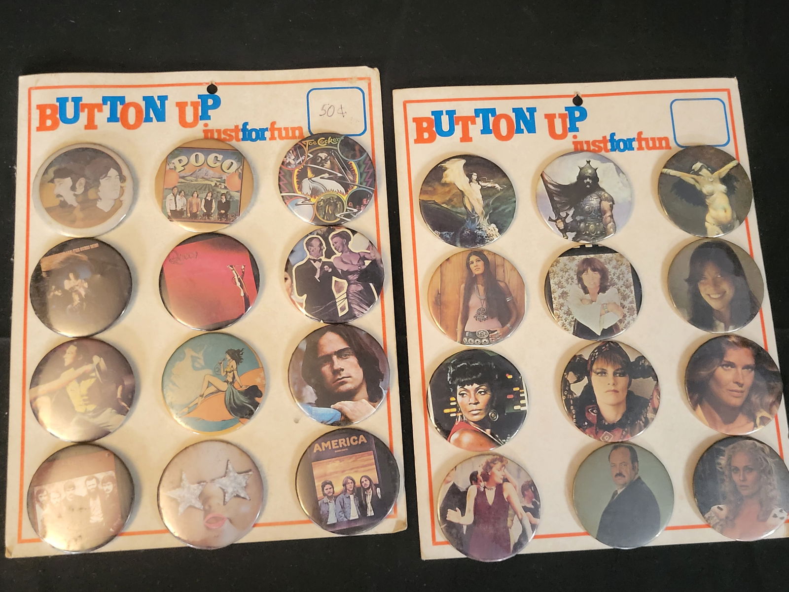 I00366 A Collection of Vintage Button Up Just For Fun Music and Personality Pin-Back Buttons (1 of 3)