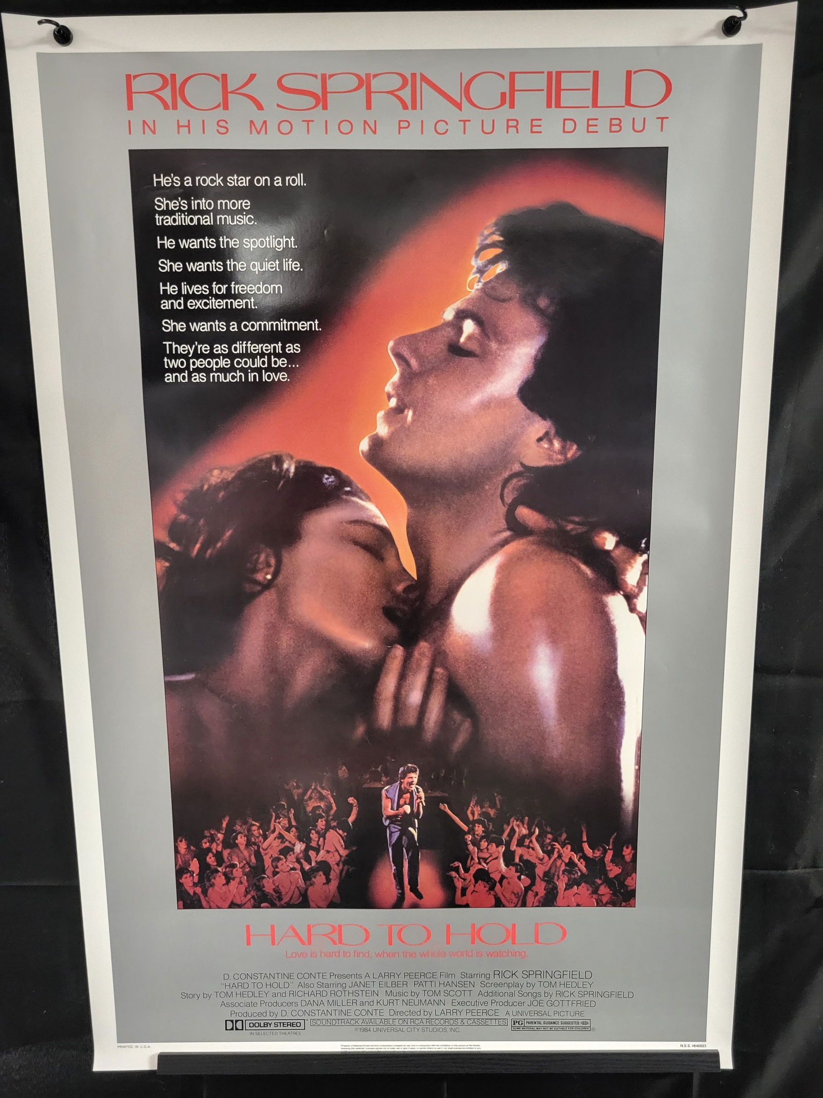 I00518 Original Theatrical One-Sheet Movie Poster for Hard to Hold Starring Rick Springfield, 1984 (1 of 1)