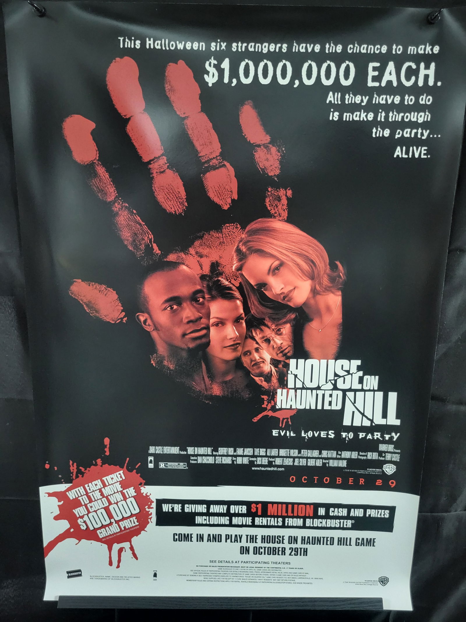 I00472 House on Haunted Hill 1999 Promotional Movie Poster (1 of 2)