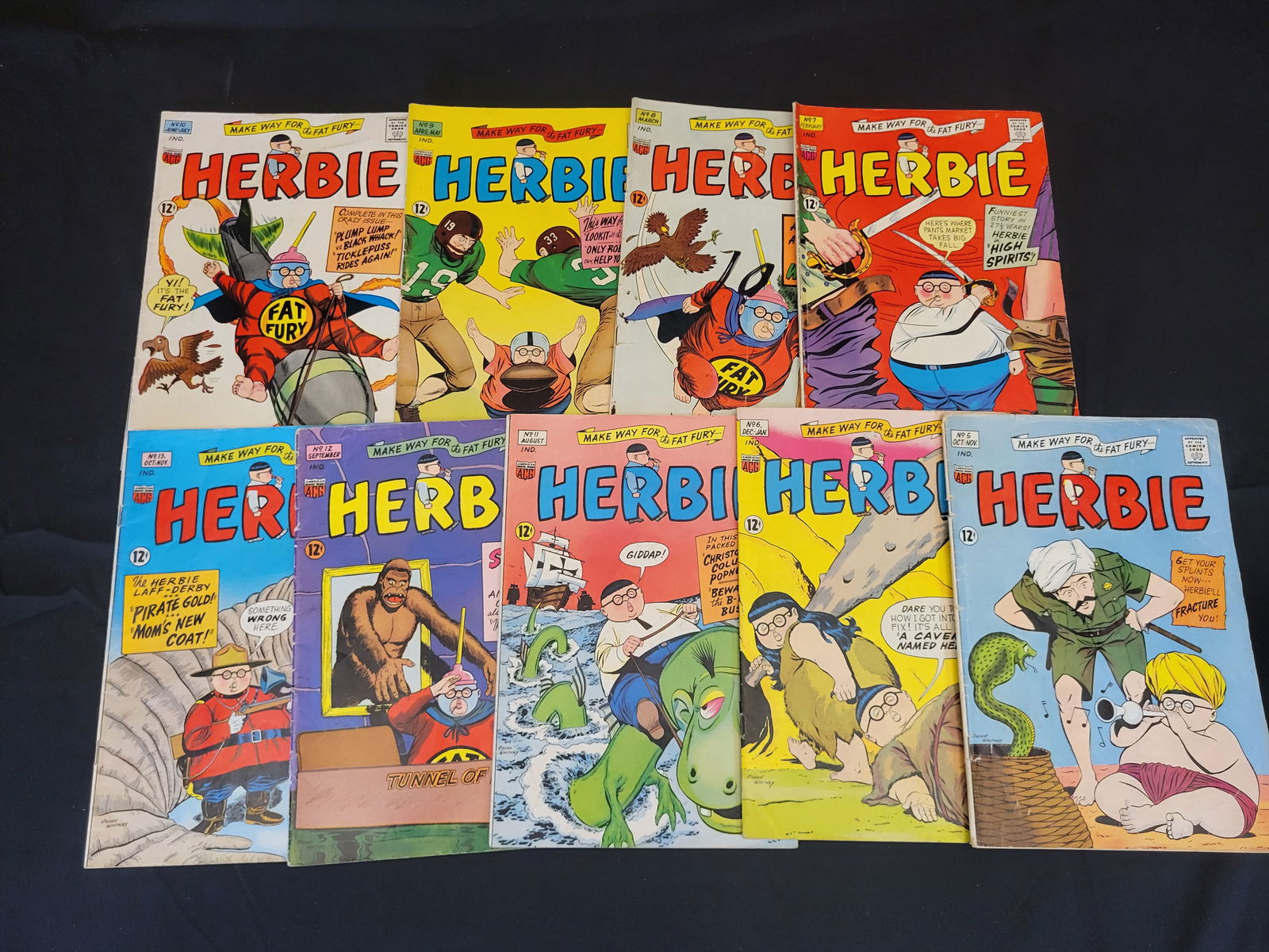A Collection of Herbie Silver Age Comic Books American Comics Group: BID PER WHAT YOU SEE IN THE PHOTO, NOT THE AI GENERATED TITLES AND DESCRIPTIONS! A collection of vintage Herbie comic books published by the American Comics Group (ACG) during the mid-1960s. This grou
