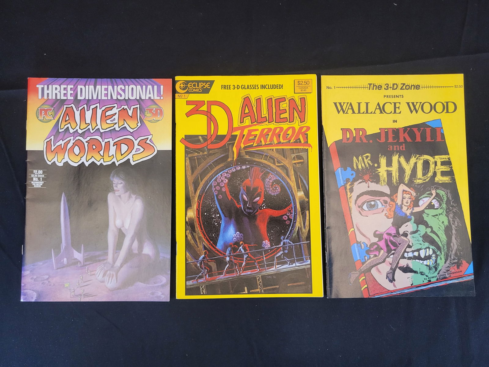 A Trio of Vintage 1980s 3D Comic Books Including 3-D Alien Terror No. 1 (1 of 2)