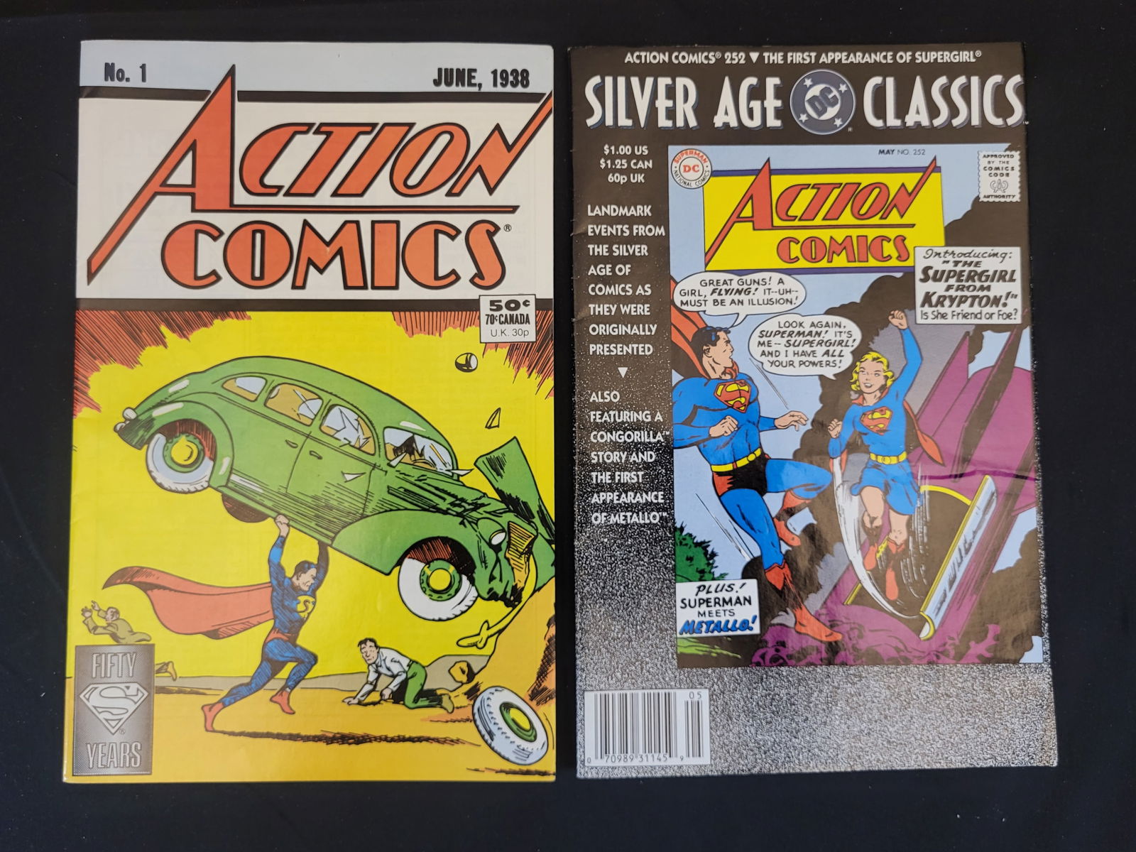 Two DC Comics Reprint Editions: Action Comics No. 1 and Silver Age Classics Action Comics No. 252 (1 of 4)