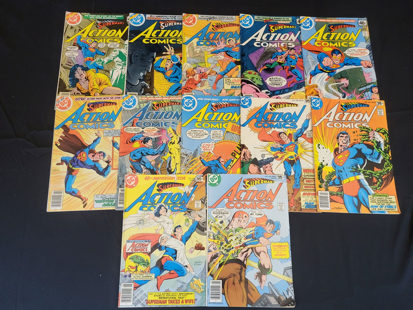 A Collection of DC Comics Action Comics Bronze Age Issues Including No. 484 (1 of 2)