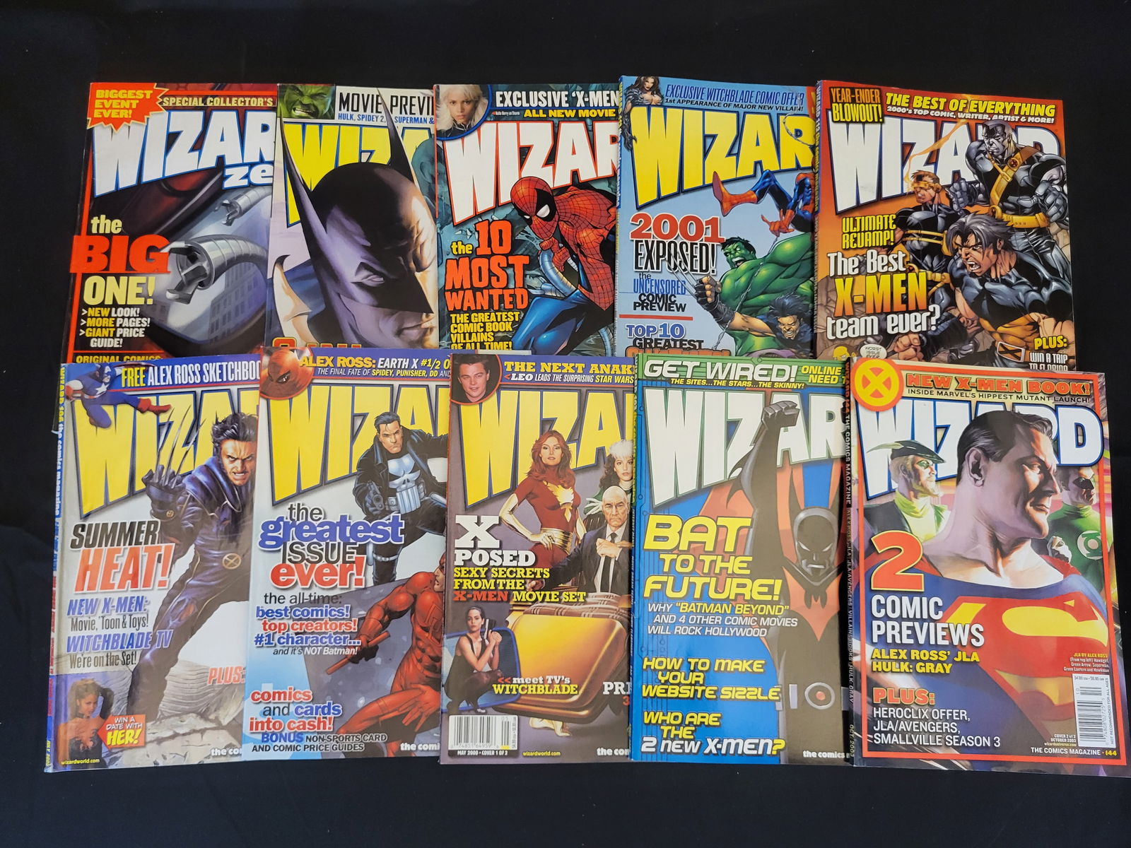 A Collection of Wizard The Guide to Comics Magazines: BID PER WHAT YOU SEE IN THE PHOTO, NOT THE AI GENERATED TITLES AND DESCRIPTIONS! A collection of Wizard: The Guide to Comics magazines, primarily dating from the late 1990s and early 2000s. This group