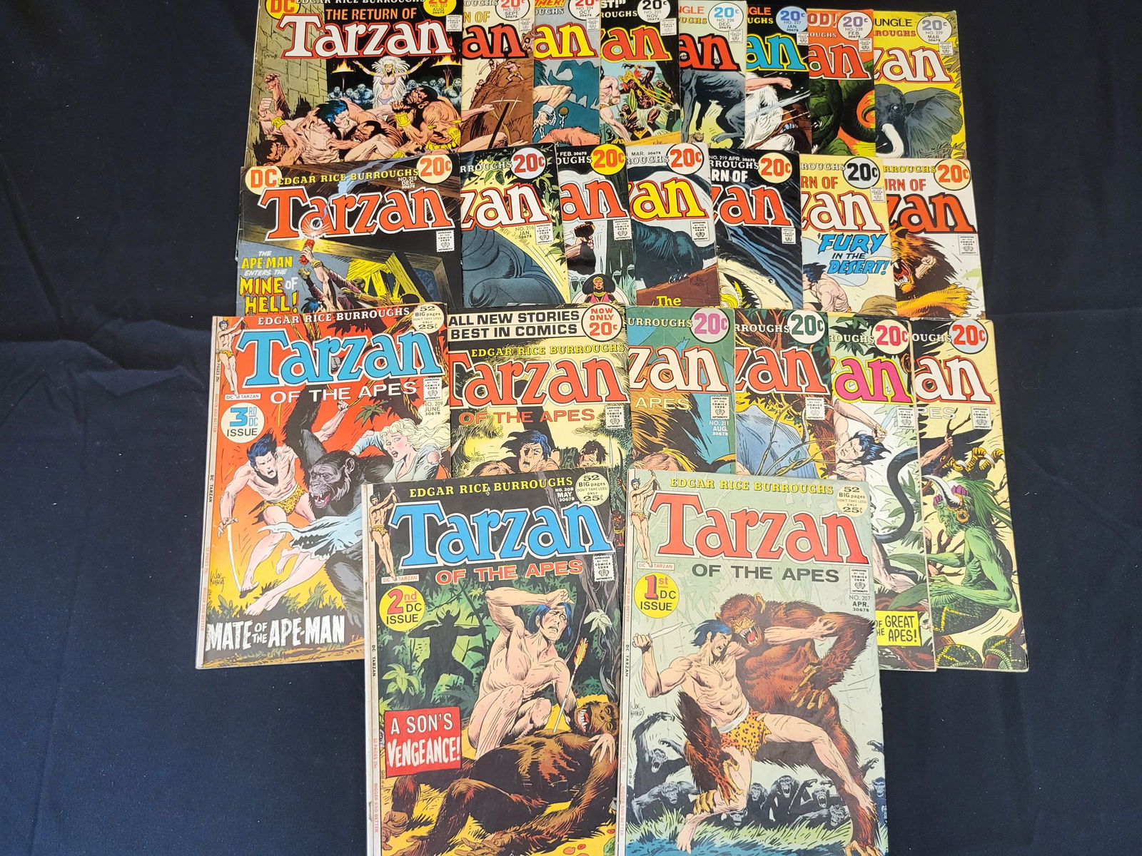 A Collection of DC Comics Tarzan Bronze Age Comic Books Featuring Joe Kubert Art (1 of 2)